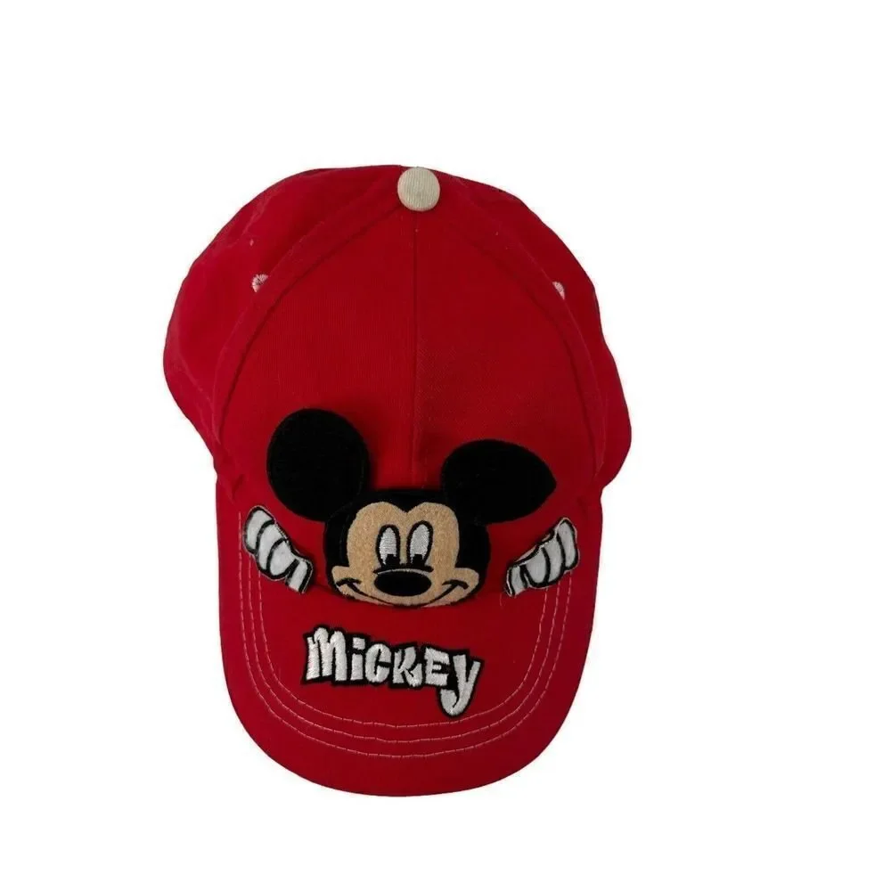 Mickey Mouse Baseball Cap Boys Red 3D Hat Disney Adjustable Childs Souvenir Cap